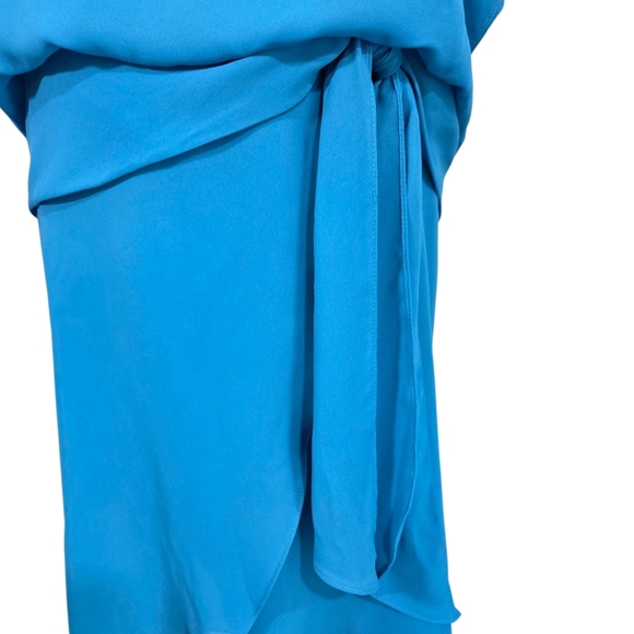 Algo Vintage Elegant Blue Ruffle Sleeve Midi Dress Size L - Picture 2 of 7